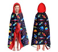 Universe Beach Towels for Boys Hooded Beach Towels for Kids Ages 4-8, Kids Hooded Bath Universe Towels Wrap for Toddler Teen Boy 30x50 inch Quick Dry Dark Blue Toddler Towel for Beach Pool Swimming