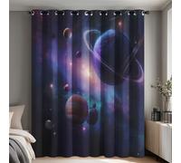 Universe Curtains, Space Galaxy Planet Home Decor for Bedroom Living Room Blackout Curtains, Thermal Eyelet Window Drapes, 2 Panels 54 Drop, 66x54 (W x L) Q-D11