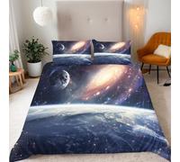 Universe Duvet Cover Set King Size - 220x230cm Space Universe Planets Bedding King Bed Set, Super Soft Microfiber 3D Printed Duvet Cover Aldult Bedding with 2 Pillow Cases