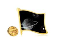Universe Earth Nebulae White Golden Metal Flag Lapel Pin Badge