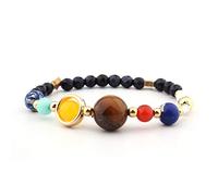 Universe Eight Planets Beads Bangles & Bracelets Fashion Jewelry Natural Solar System Energy Bracelet For Women Or Men Chritmas (Metal Color : Elastic line)