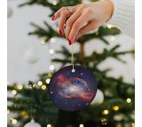 Universe Gala Ceramic Christmas Ornaments - 2.8 Inch Round Double-Sided Xmas Tree Decorations with Gold Ribbon for Home Holiday Decor, Gift for Family & Friends