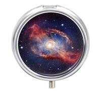 Universe Gala Pill Box Medicine Pill Organizer 3 Compartment Daily Pill Case Small Pill Container Round Pill Holder Travel Pill Box Metal Pill Case for Purse Pocket