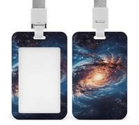 Universe Gala Sliding Id Badge Holder Heavy Duty Waterproof Badge Clip Plastic Key Card Work Holder Case Vertical Sleeve Pocket for Teacher Student