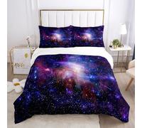Universe Galaxy Comforter Set Solar System Art Planets Rotate Around the Orbit Theme Bedding Outer Space Colorful Starry Sky Duvet Cover for Adult Teen Decor 3Pcs (Colour 8,Double:200x200cm(3Piece))