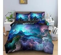 Universe Galaxy Comforter Set Solar System Art Planets Rotate Around the Orbit Theme Bedding Outer Space Colorful Starry Sky Duvet Cover for Adult Teen Decor 3Pcs (Colour 6,King:220x240cm(3Piece))