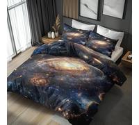 Universe Galaxy King Size Duvet Cover Sets - Space Bedding & Bedroom Decor, Super Soft Microfiber Quilt Cover and 2 Pillowcases, with Zip, Reversible Design (J58&b)