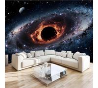 Universe Galaxy Mural Wallpaper 3D Effect Space Planets Non-Woven Self-Adhesive Wallpaper Removable Large Photo Sticker TV Background Wall Decor for Living Room Bedroom 366x254 cm