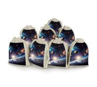 Universe Galaxy Outer Space 8 PCS Muslin Bags with Drawstring Sachet Bags Empty Small Cotton Drawstring Bag Muslin Reusable & Washable Cotton Bag for Herb Spice Candy Soap Jewelry Wedding Gift Pouches