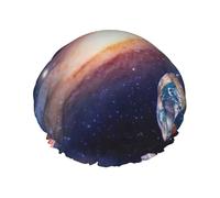 Universe Galaxy Outer Space Print Double Layer Shower Cap Reusable Lightweight And Soft Bath Hair Cap For Women