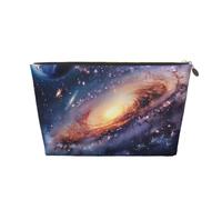 Universe Galaxy Outer Space Print Makeup Bag, Small Travel Cosmetic Bag Toiletry Bag Portable Makeup Pouch with Gold Zipper for Women Girls