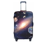 Universe Galaxy Outer Space Print Unique Travel Luggage Cover Washable Anti Scratch Suitcase Protector for Vacation, White, S
