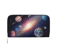 Universe Galaxy Outer Space Print Women Wallet Trendy Travel-Friendly 7.9X3.9in Casual Clutch Purse Gift for Ladies, Black, One Size, Art