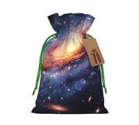 Universe Galaxy Outer Space Printed Christmas Drawstring Gift Bags-Xmas Wrapping Bags,Candy Bag,For Holiday Party Decorations,Wedding Party Supplies S Green Christmas Ribbon