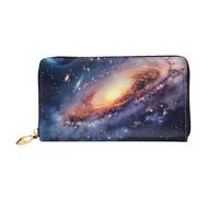 Universe Galaxy Outer Space Printed Leather Wallet for Men Women, Long Clutch Handbag with 12 Card Holder and 3 Money Clip