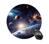 Universe Galaxy Outer Space Round Mouse Pad, Non-Slip Rubber Base Waterproof Washable, Computer Mouse Mat for Office Gaming Studying, Premium-Textured Durable Portable Circle Mousepad for Desktop PC N