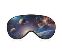 Universe Galaxy Outer Space Sleep Mask Comfort Travel Eye Masks with Adjustable Elastic Strap Soft Funny Block Light Sleep Eye Cover for Side Sleeper for Nap Men Women Gift