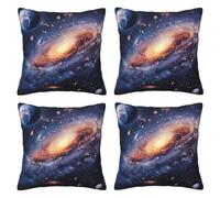 Universe Galaxy Outer Space Throw Pillow Cases 4 Pack Square Pillowcases Super Soft Pillow Protectors With Zipper for Couch Livingroom Sofa Bed Office Car,50x50 CM