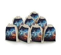 Universe Galaxy Space Bunches Pocket Cotton And Hemp with Drawstring 8 Pieces Reusable Gift Bags Jewelry Pouch for Wedding DIY Craft Party (4.9 X 6.7 Inch)