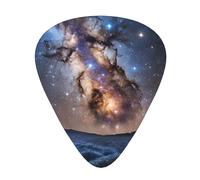 (Universe Galaxy Space) Guitar Picks Set Of 12 With Transparent Plastic Box For Bass Electric And Acoustic Guitars Ukulele