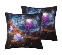 Universe Galaxy Space Imitation linen pillowcase Set of 2, Decorative Throw Pillow Covers, Cushion Covers for Couch