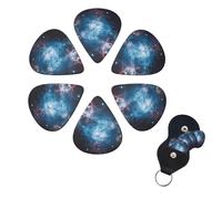 Universe Galaxy Space Print Guitar Picks 6 Pack Guitar Plectrums with Pick Holders Bass Picks For Acoustic Guitar Bass Electric Ukulele Includes 0.46mm, 0.71mm, 0.96mm