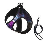 Universe Galaxy Space Print Harness Leash Set For Cats And Dogs, Reflective Adjustable, Soft Breathable Mesh Vest With Escape-Proof Lead, For Small Pets And Kitten Puppies