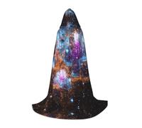 (Universe Galaxy Space) Print Hooded Cape For Teenagers Costume Party, Halloween Hooded Cape Soft and Elastic,S