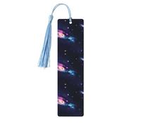 Universe Galaxy Space Print Wooden Bookmarks with Tassels, Wood Book Markers for Book Lovers, Teachers & Present