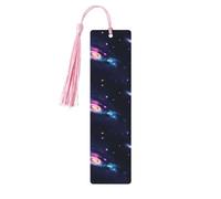 Universe Galaxy Space Print Wooden Bookmarks with Tassels, Wood Book Markers for Book Lovers, Teachers & Present