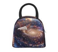 Universe Galaxy Space Prints Insulated Lunch Tote Bag with Black Zipper and Handle - Large Reusable Thermal Food Carrier for Office, School, Picnics & Hiking