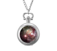 Universe Galaxy Spaces Vintage Pocket Watch with Chain Arabic Numerals Scale Quartz Pocket Watches Gifts for Men Women
