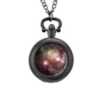 Universe Galaxy Spaces Vintage Pocket Watch with Chain Arabic Numerals Scale Quartz Pocket Watches Gifts for Men Women