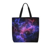 Universe Galaxy Star Space Print Canvas Tote Bags for Women Reusable Grocery Bag Large Gym Canvas Cloth Pouch Portable Shopping Handbag with Inner Pocket