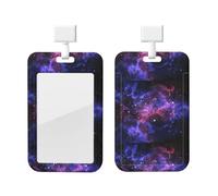 Universe Galaxy Star Space Print Id Badge Holder with Lanyard,Detachable Lanyards for Id Badges, Vertical Id Card Protector Case
