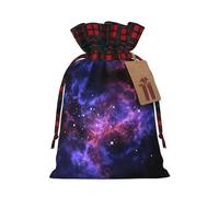 Universe Galaxy Star Space Print Plaid Burlap Bag With Drawstring Christmas Burlap Pouches For Birthday Party Favors Gift