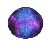 Universe Galaxy Star Space Print Shower Cap - Reusable Hair Protection, Double Layer, Adjustable Elastic Strap, Travel Essential