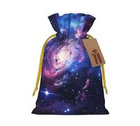 Universe Galaxy Star Space Printed Christmas Drawstring Gift Bags-Xmas Wrapping Bags,Candy Bag,For Holiday Party Decorations,Wedding Party Supplies S Yellow Christmas Ribbon