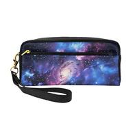 Universe Galaxy Star Space Printed Leather Makeup Bags with Wrist Strap Portable Travel Toiletry Bag Cosmetic Organizer Bag for Women