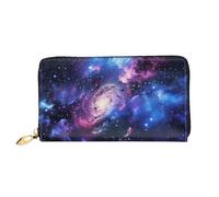 Universe Galaxy Star Space Printed Leather Wallet for Men Women, Long Clutch Handbag with 12 Card Holder and 3 Money Clip