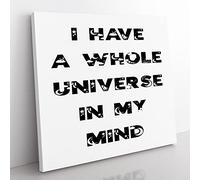 Universe in My Mind Modern Typography Quote Canvas Wall Art Print Ready to Hang, Framed Picture for Living Room Bedroom Home Office Décor, 50x50 cm (20x20 Inch)