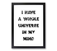 Universe in My Mind Typography Framed Print | A2 Black Framed Wall Art | Ready to Hang | Modern Positive Affirmations Picture | Living Room Bedroom Lounge Office