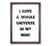 Universe in My Mind Typography Framed Print | A2 Walnut Framed Wall Art | Ready to Hang | Modern Positive Affirmations Picture | Living Room Bedroom Lounge Office