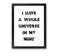 Universe In My Mind Typography Quote Framed Print | A2 Black Framed Wall Art | Ready to Hang | Modern Positive Affirmations Picture | Living Room Bedroom Lounge Office