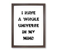 Universe In My Mind Typography Quote Framed Print | A4 Walnut Framed Wall Art | Ready to Hang | Modern Positive Affirmations Picture | Living Room Bedroom Lounge Office