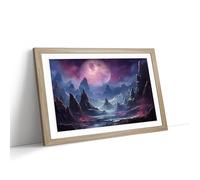 Universe Landscape No.2 Framed Wall Art Print, Ready to Hang Picture for Living Room Bedroom Home Office, Oak A2 (66 x 48 cm)