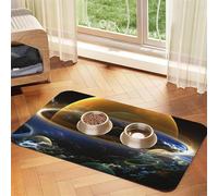 Universe Landscape Painting Patterned Pet Feeding Mat with Water-Absorbing PU Top & Rubber Base - Anti-Slip Dog Cat Food Mat for Cats, Dogs & Pets, 30x45cm