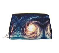 Universe Milky Way Galaxy Leather Hand-Held Zipper Makeup Bag Pen Case Stationery Box Lipstick Pouch Toiletry Bag