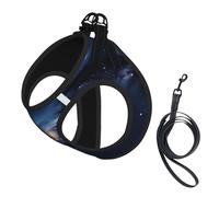 Universe Milky Way Galaxy print Dog Harness and Leash Set, Reflective Adjustable Puppy Vest for Small Medium Large Dogs, Cats