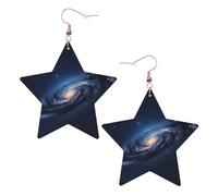 Universe Milky Way Galaxy Printed Leather Pierced Earring Set, 1 Pair Lightweight Bohemian Earrings Birthday Party Jewelry Gifts For Women